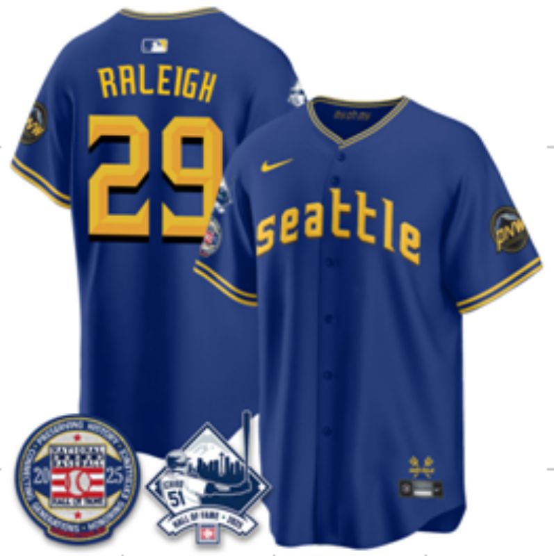 Men 2025 Seattle Mariners #29 Raleigh Blue City Edition Nike MLB Jersey 52
